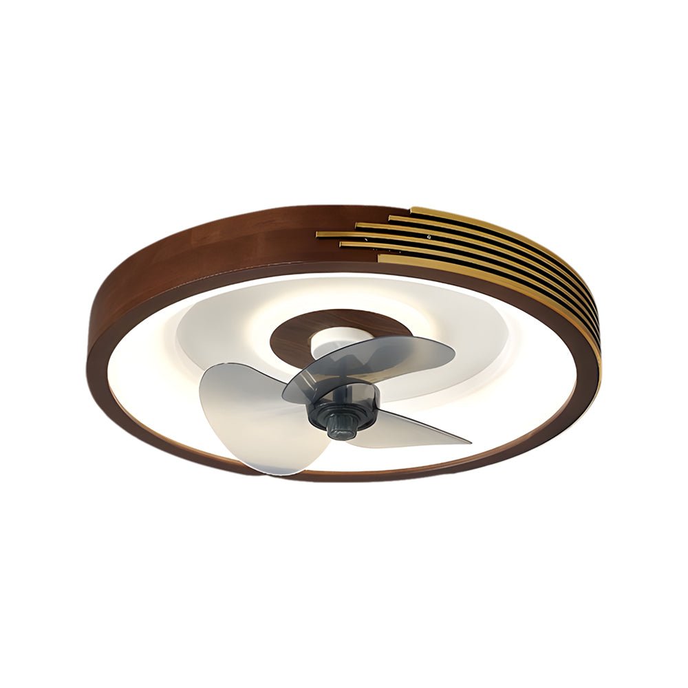 Walnut Flush Mount LED Ceiling Fan with Remote Control