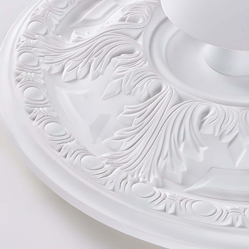 19.7" Round Gypsum Relief Dimmable LED Flush Mount Ceiling Light