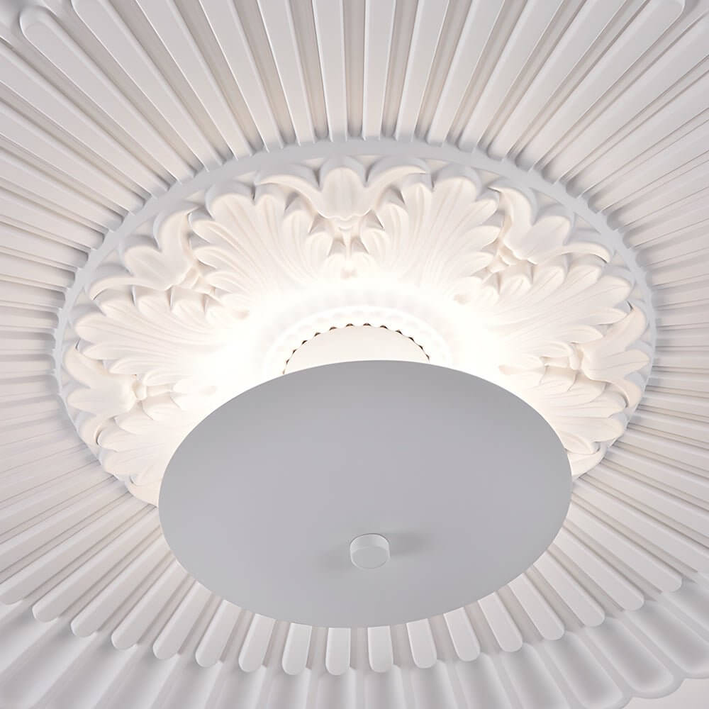 19.7" Round Gypsum Relief Dimmable LED Flush Mount Ceiling Light