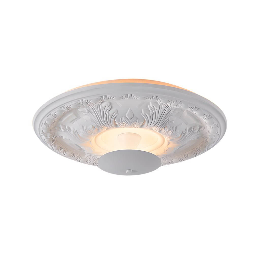 19.7" Round Gypsum Relief Dimmable LED Flush Mount Ceiling Light