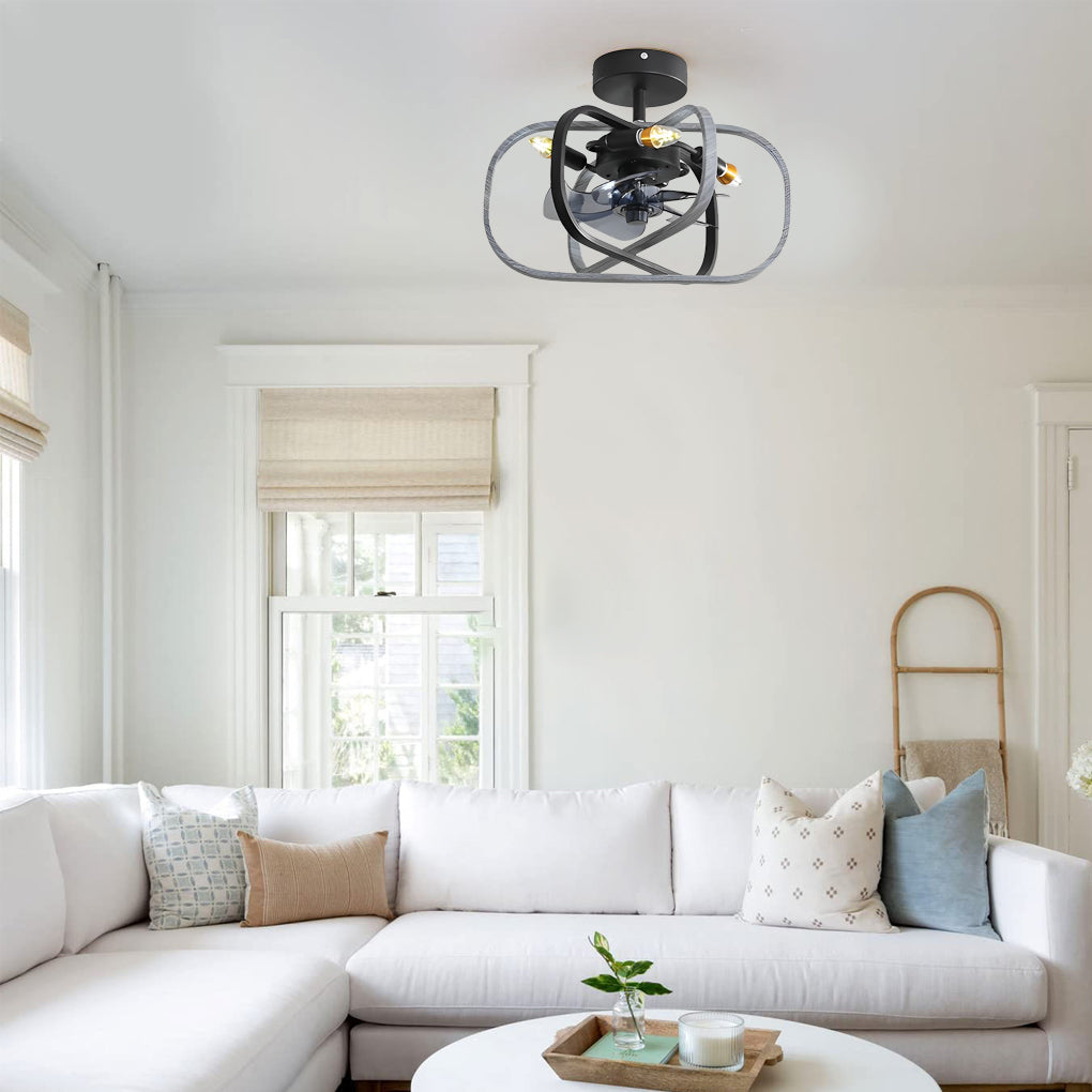 Retro Bladeless Ceiling Fan with Remote & Dimmable LED Light