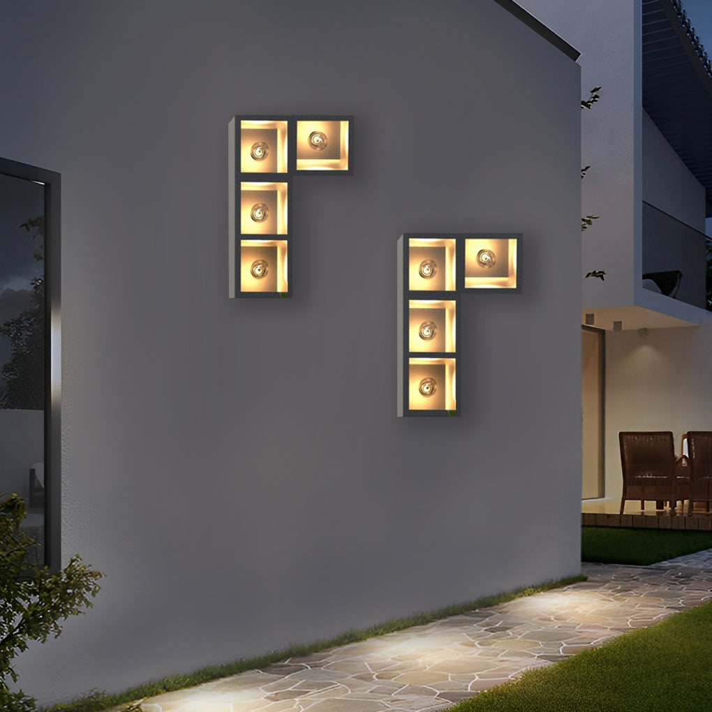 Waterproof Modern Black Wall Lamp with Integrated Flowerpot
