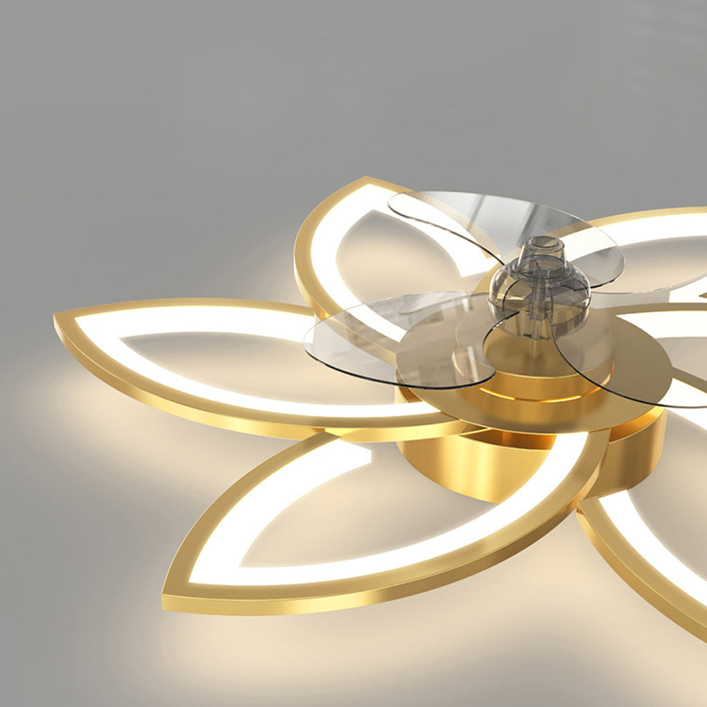 Modern Flower LED Ceiling Fan Light with Stepless Dimming