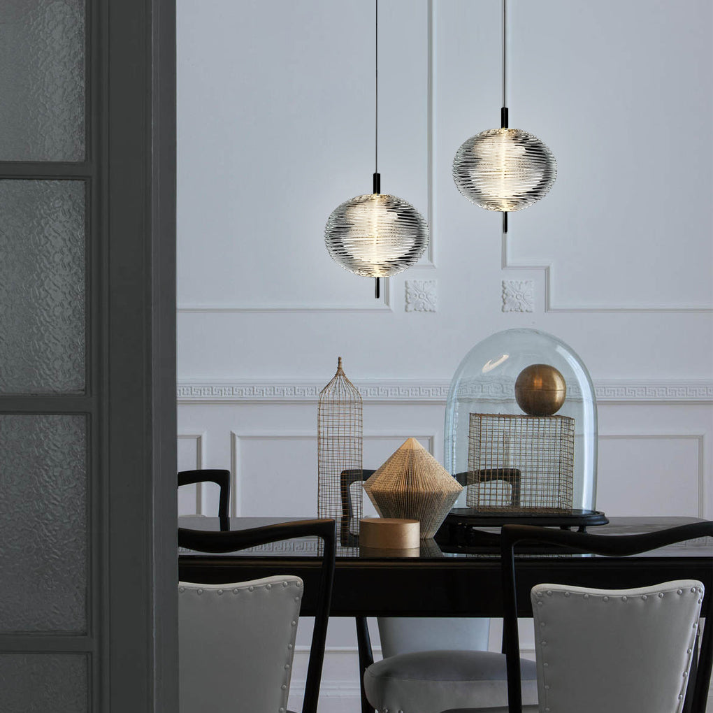 Modern Glass Shade LED Pendant Light – Iron Frame, Nordic Design