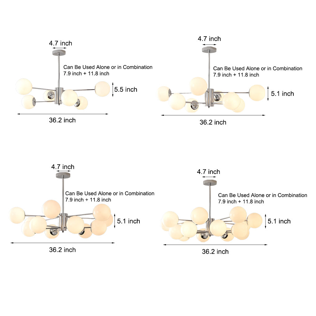 Modern Glass Molecular Chandelier with 3-Step Dimming