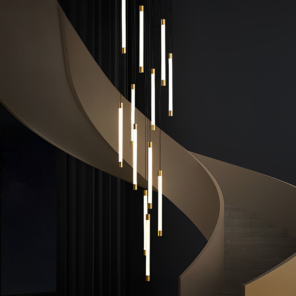 Spiral LED Staircase Chandelier Modern Long Tube Acrylic Light