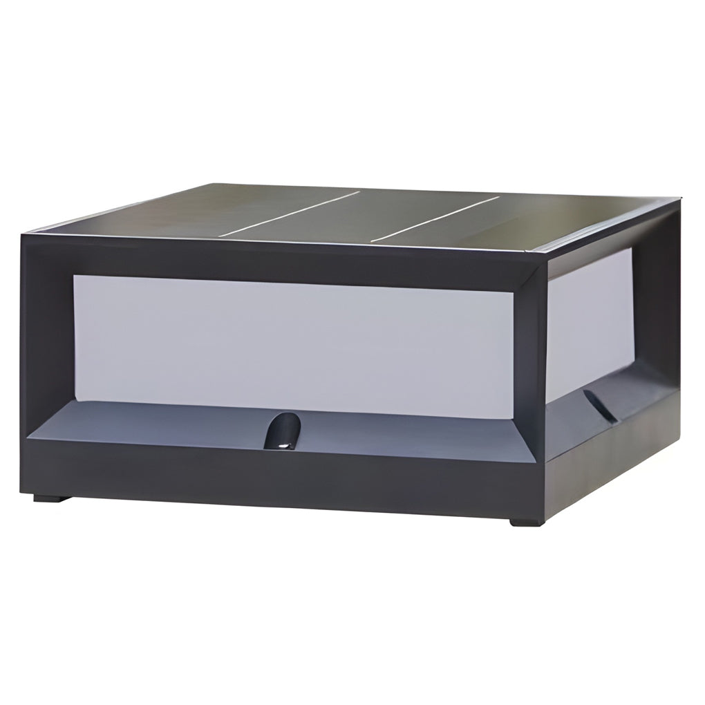 Square Waterproof Solar Outdoor Post Light Industrial Black Metal
