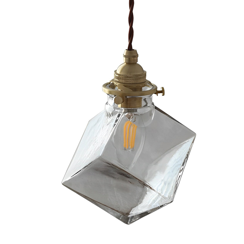 Square Glass Pendant Light Modern Minimalist Kitchen Island Lighting