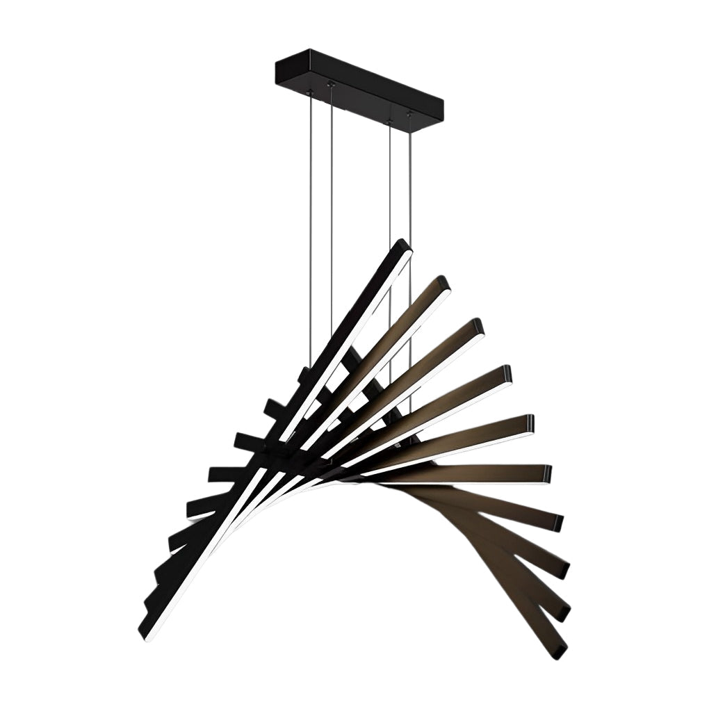 Modern Fishbone Wave LED Chandelier with Dimmable Remote Control
