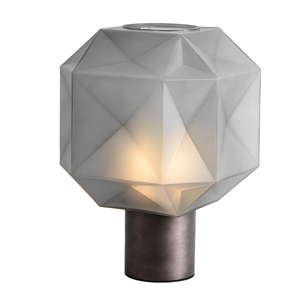 Modern Smoke Glass Orb Table Lamp with Cylinder Base