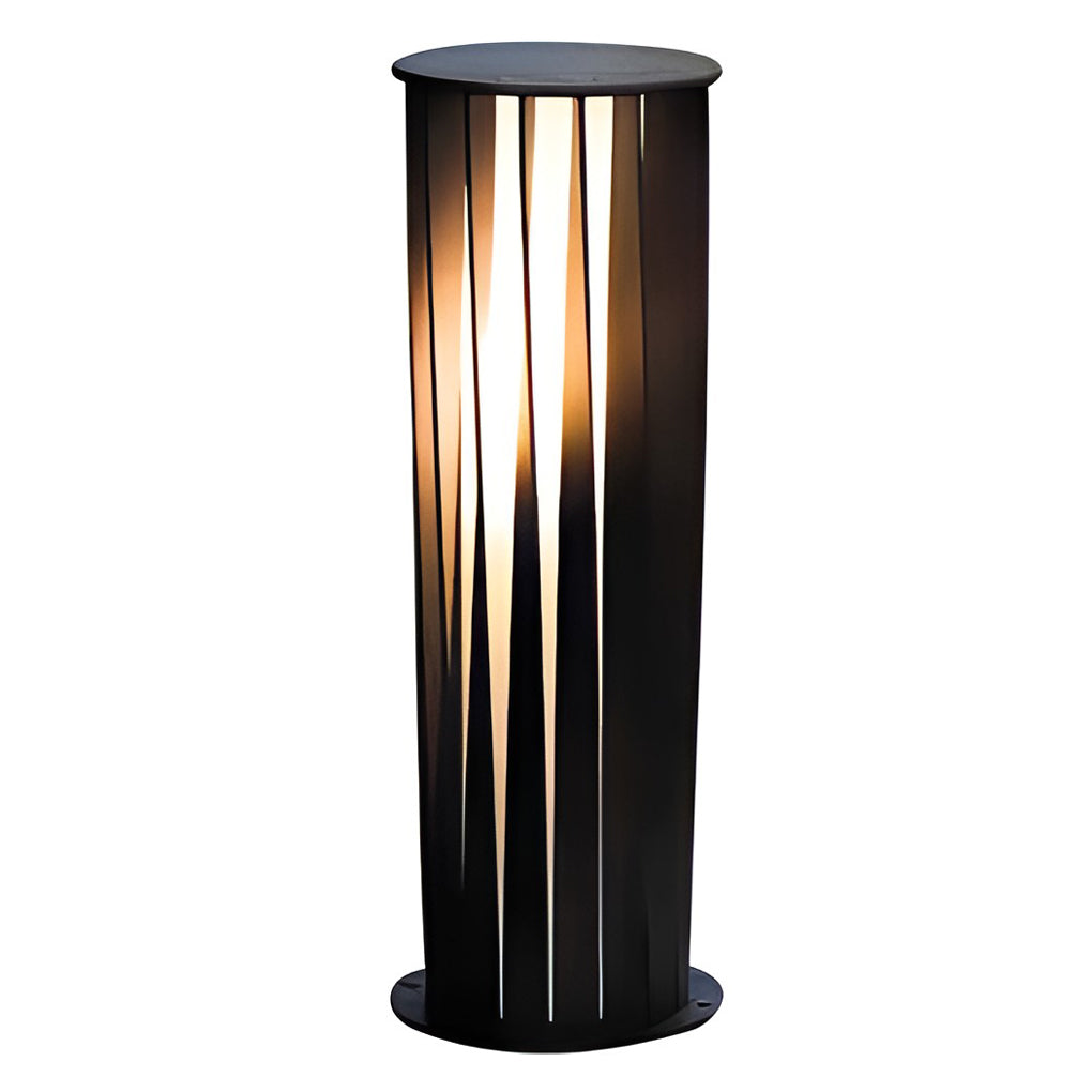 Geometric Cage Solar LED Pathway Light - Industrial Black Aluminum