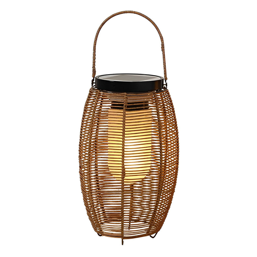 Portable Solar Rattan Lantern LED Outdoor Floor Lamp Waterproof