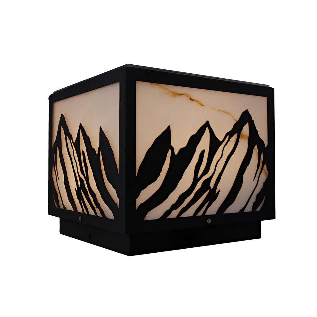 Solar Fence Post Light - Modern Mountain Scenery Design - LED