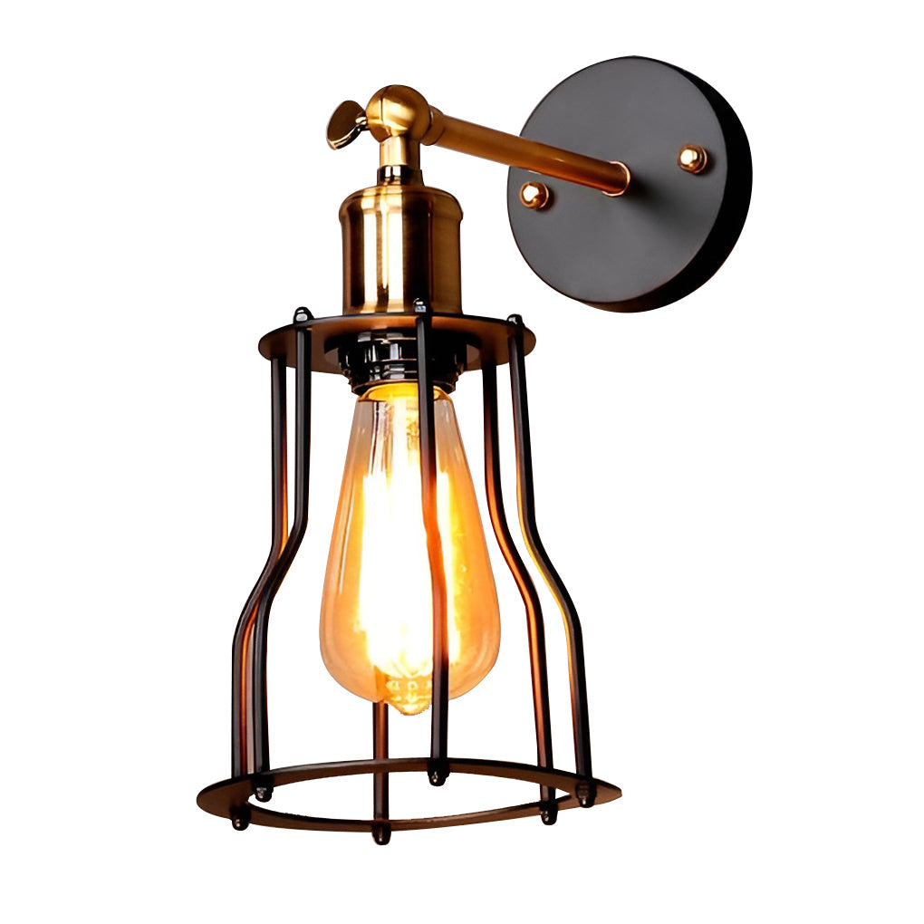 Adjustable Industrial Wall Sconce - Iron & Copper E27 Socket