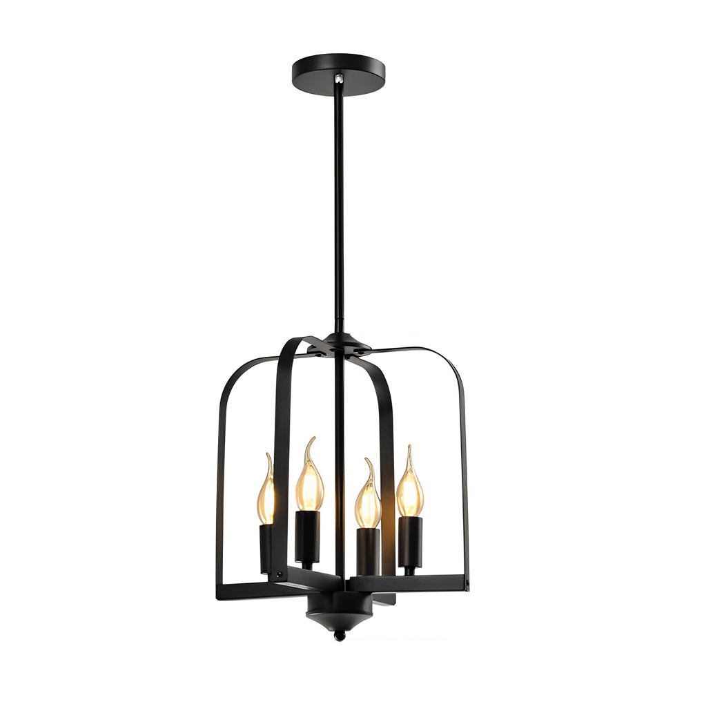 Industrial Iron Cage Pendant & Ceiling Light Fixture - Black