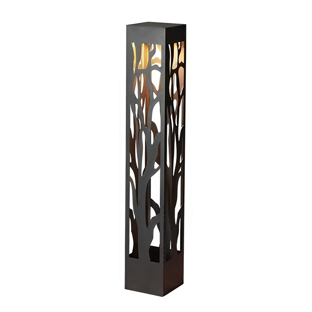 Solar-Powered Lawn Light with Hollow Branch Pattern - Stainless Steel