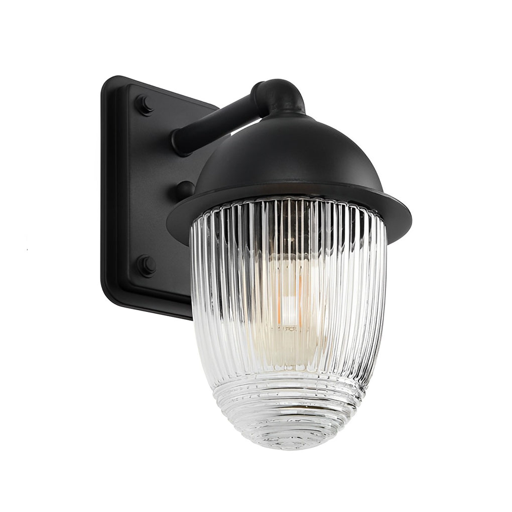 Glass Ball Outdoor Wall Lamp - Matte Black Industrial Sconce