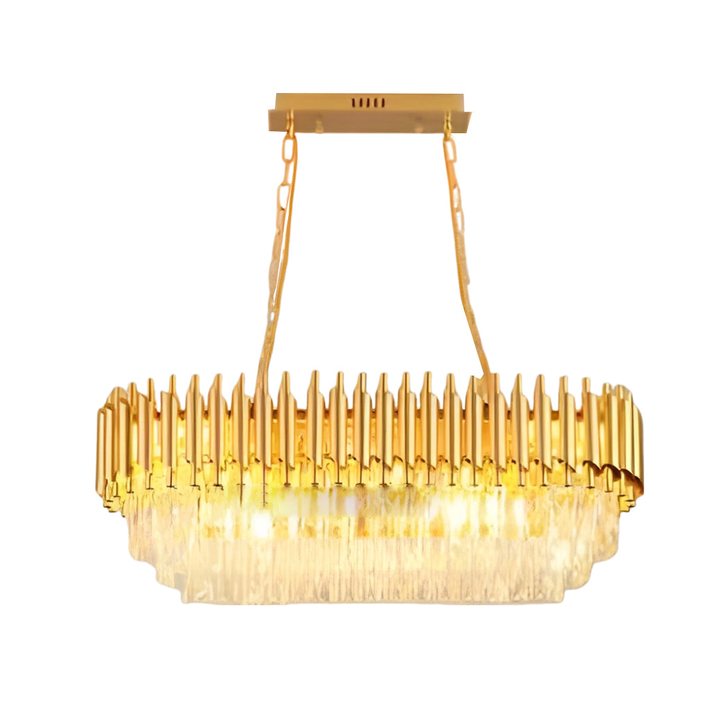 Crystal Round Oval Chandelier Modern Luxury Dimming Iron Glass