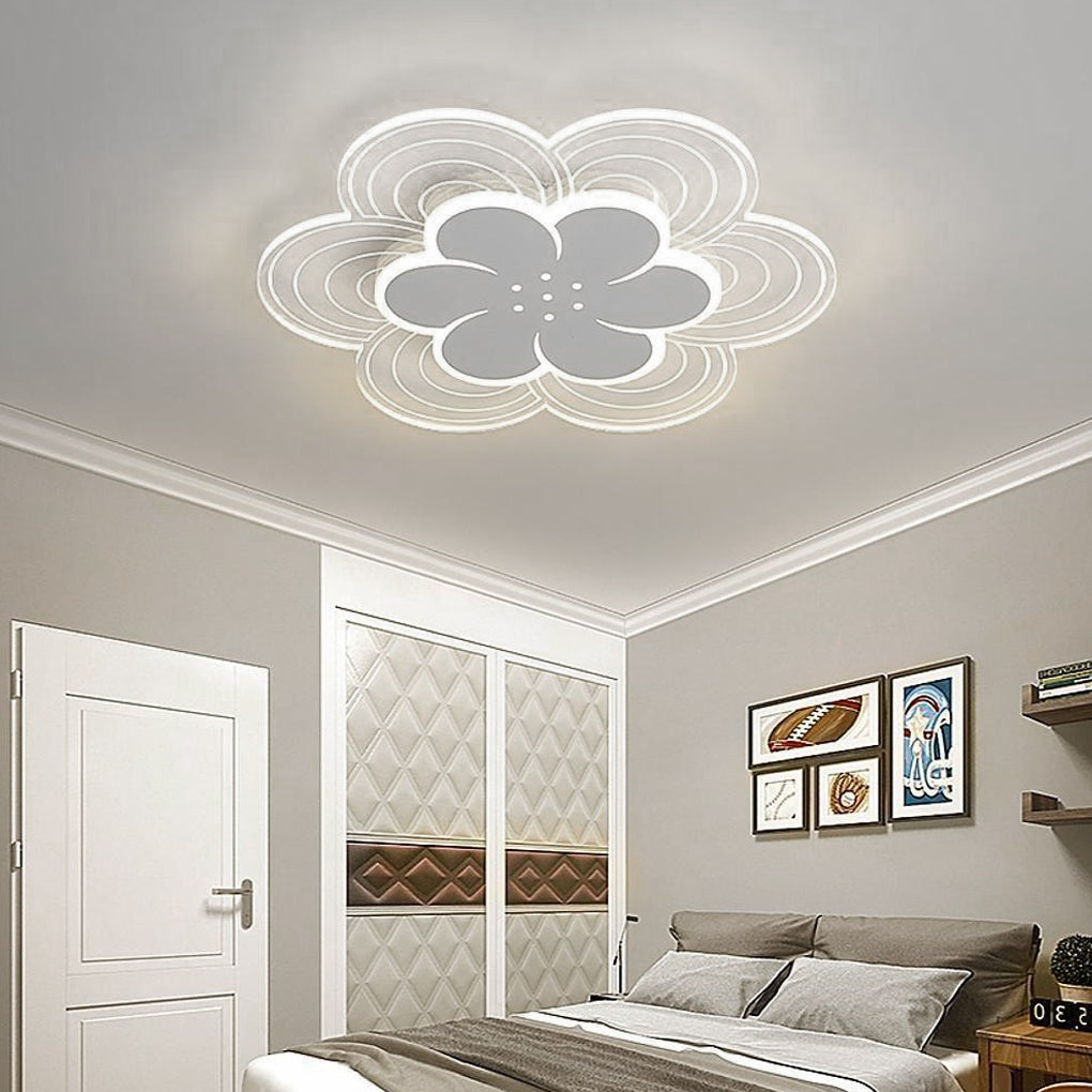 Modern Flower Flush Mount LED Ceiling Light - White Acrylic