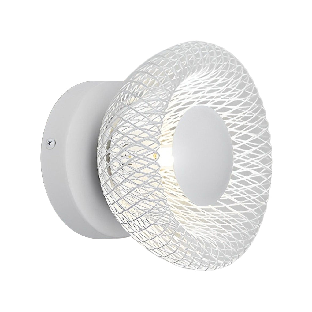 Modern Circular Nest Grid LED Wall Sconce – Iron Finish