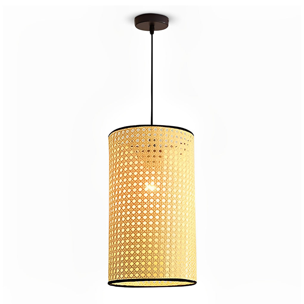 Farmhouse Round Bamboo Pendant Light - Woven Ceiling Fixture