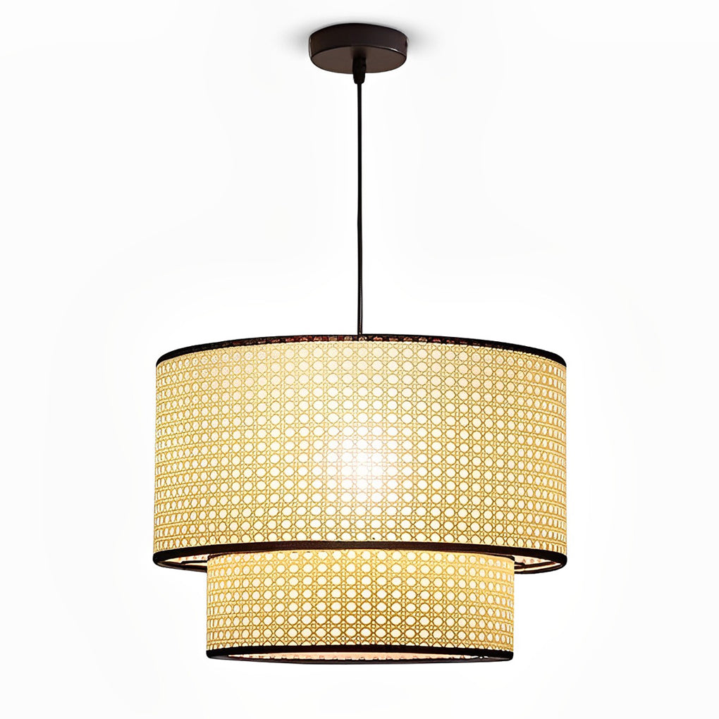 Farmhouse Round Bamboo Pendant Light - Woven Ceiling Fixture