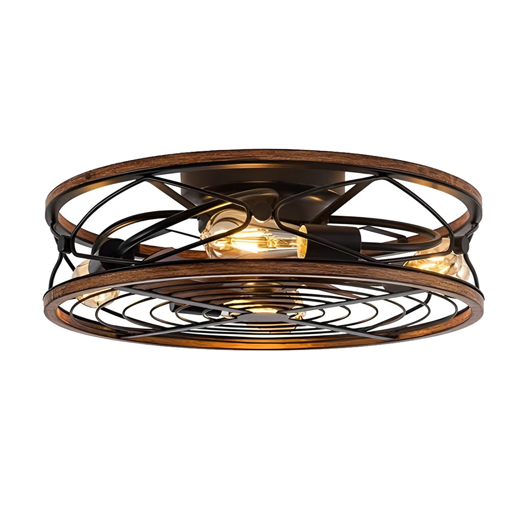 Modern Bladeless Ceiling Fan with Light - Caged Metal Design