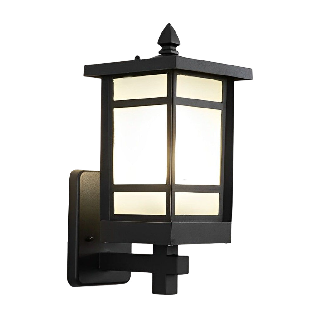 Modern Matte Black Outdoor Wall Lamp with Frosted Glass Shade