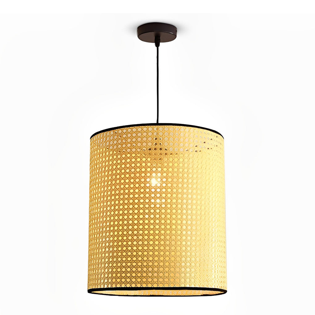 Farmhouse Round Bamboo Pendant Light - Woven Ceiling Fixture