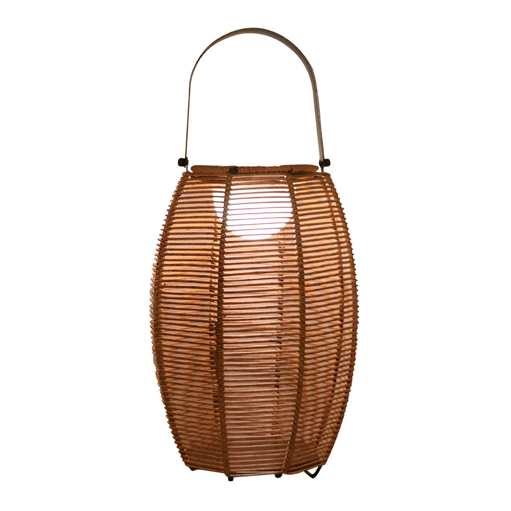 Solar Rattan Lantern Outdoor Floor Lamp with Motion Sensor IP65