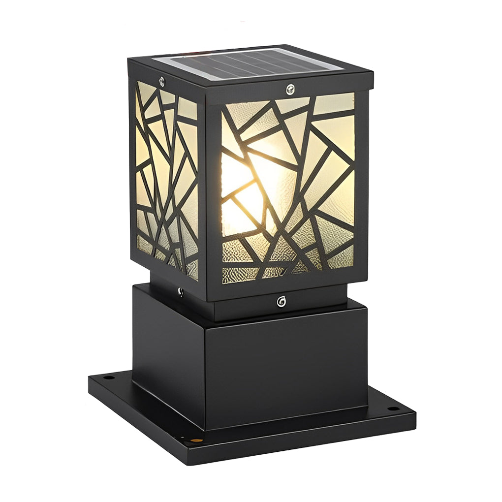 Modern Solar LED Bollard Path Light Black Waterproof Outdoor