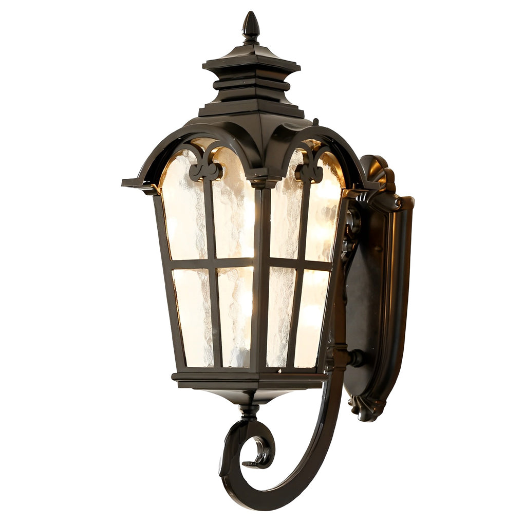 Industrial Glass Outdoor Wall Lamp - Waterproof Black Aluminum
