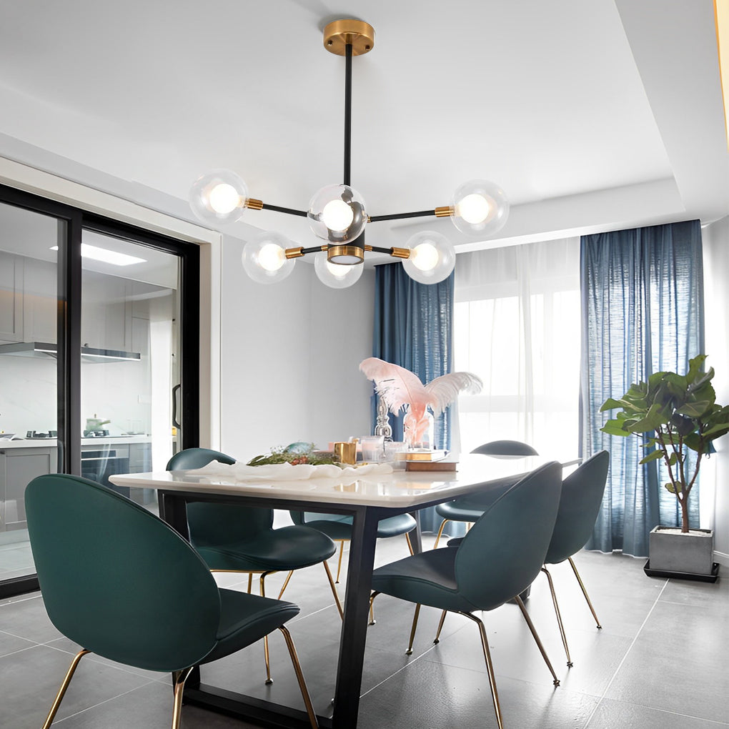 6-Light Modern Glass Globe Chandelier for Kitchen & Dining