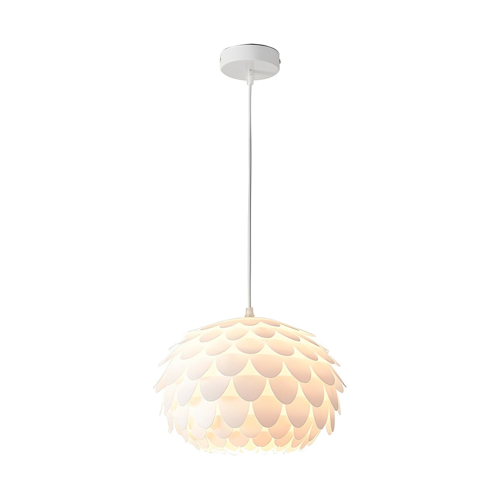 Modern White Fish Scale LED Pendant Light with 3-Step Dimming