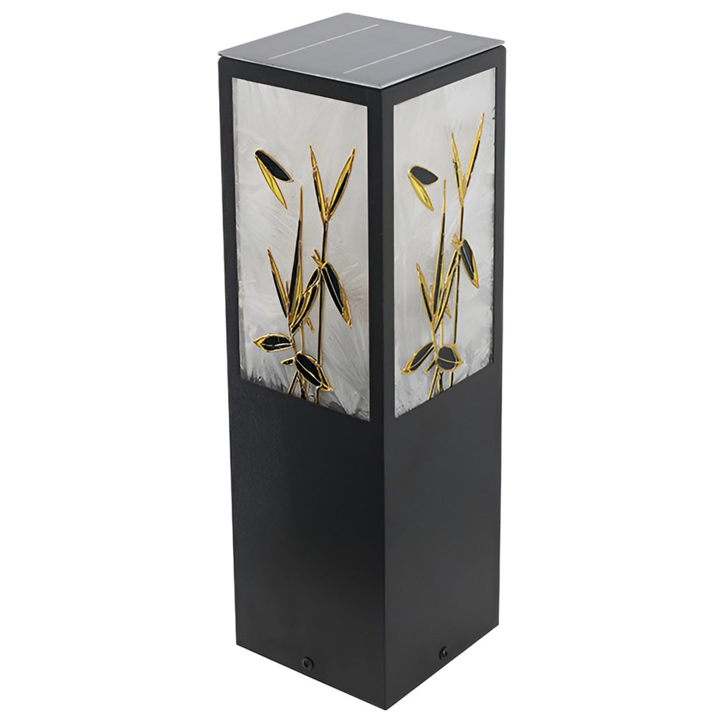Vintage Square Solar LED Path Light with Floral Acrylic Shade