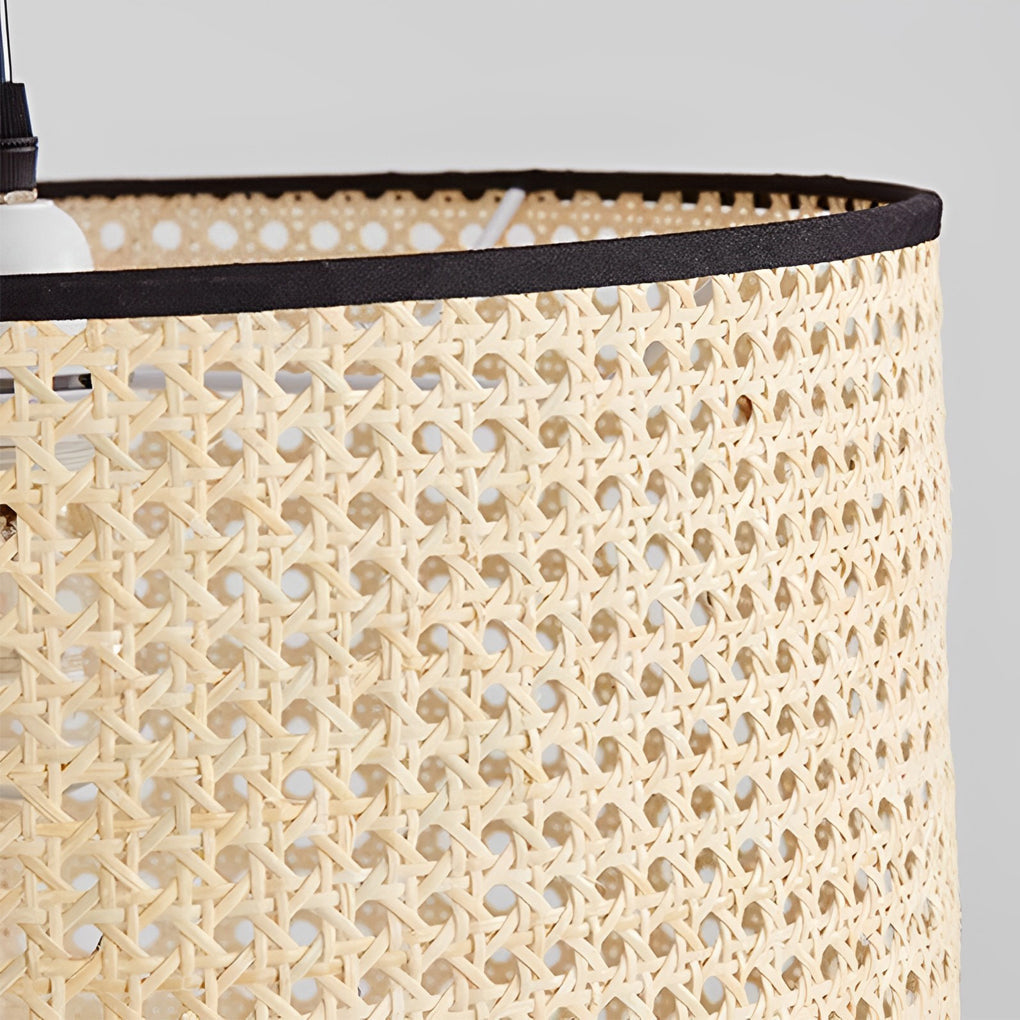 Farmhouse Round Bamboo Pendant Light - Woven Ceiling Fixture