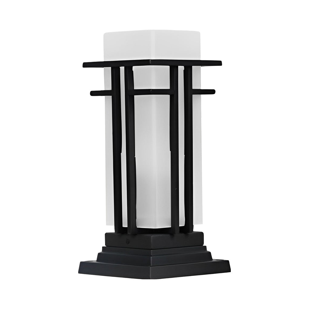 Black Aluminum Frosted Glass Path Lights Waterproof Outdoor Bollard