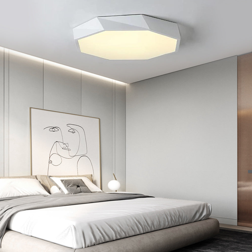 Modern Geometric LED Flush Mount Ceiling Light with Remote Control