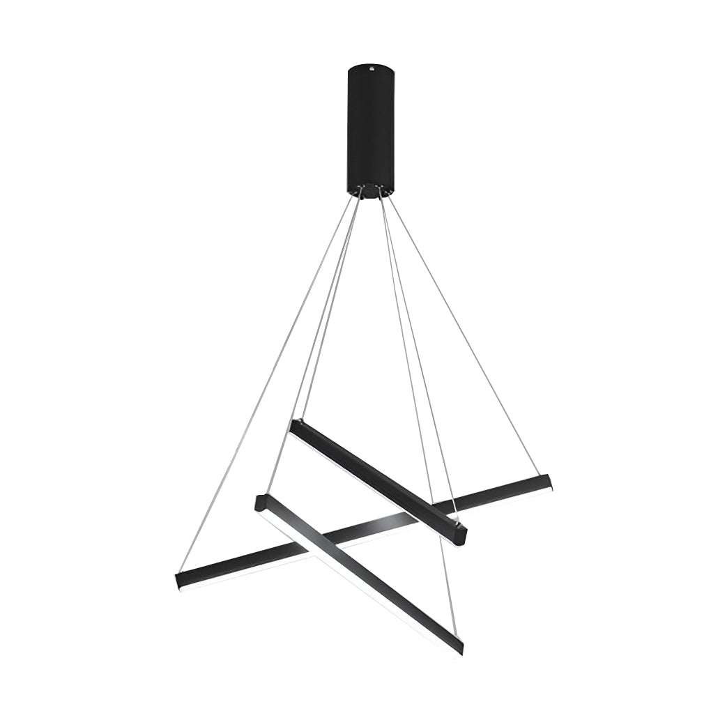 Modern Black Linear LED Chandelier with Stepless Dimming & Remote