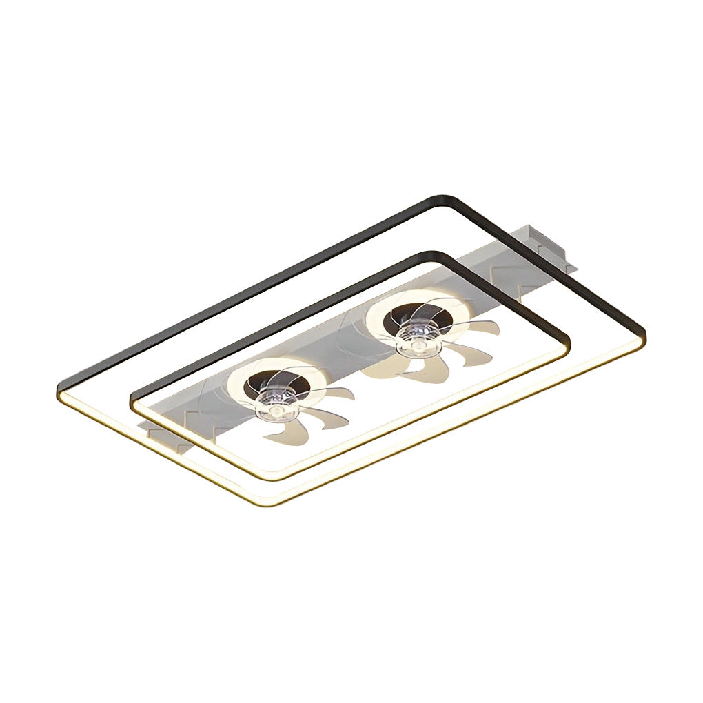 Rectangular Bladeless Ceiling Fan with LED Light - Modern Dual Fan