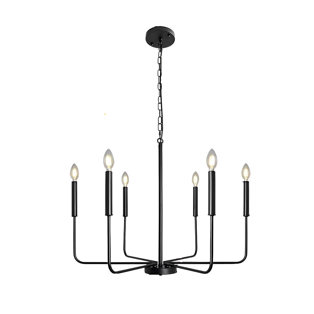 6-Light Iron Candlestick Chandelier - Rustic Industrial Design