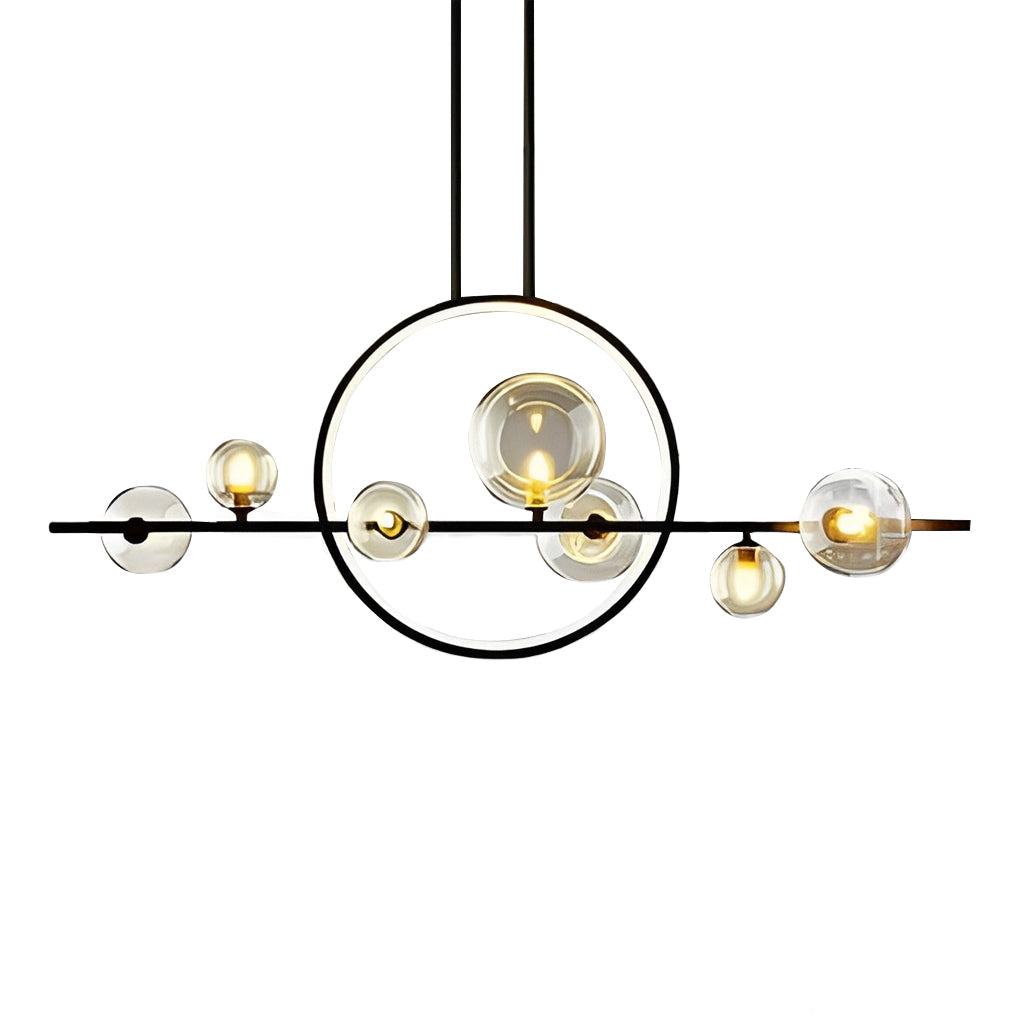 Modern Glass Bubble Chandelier with G9 LED – Black Finish