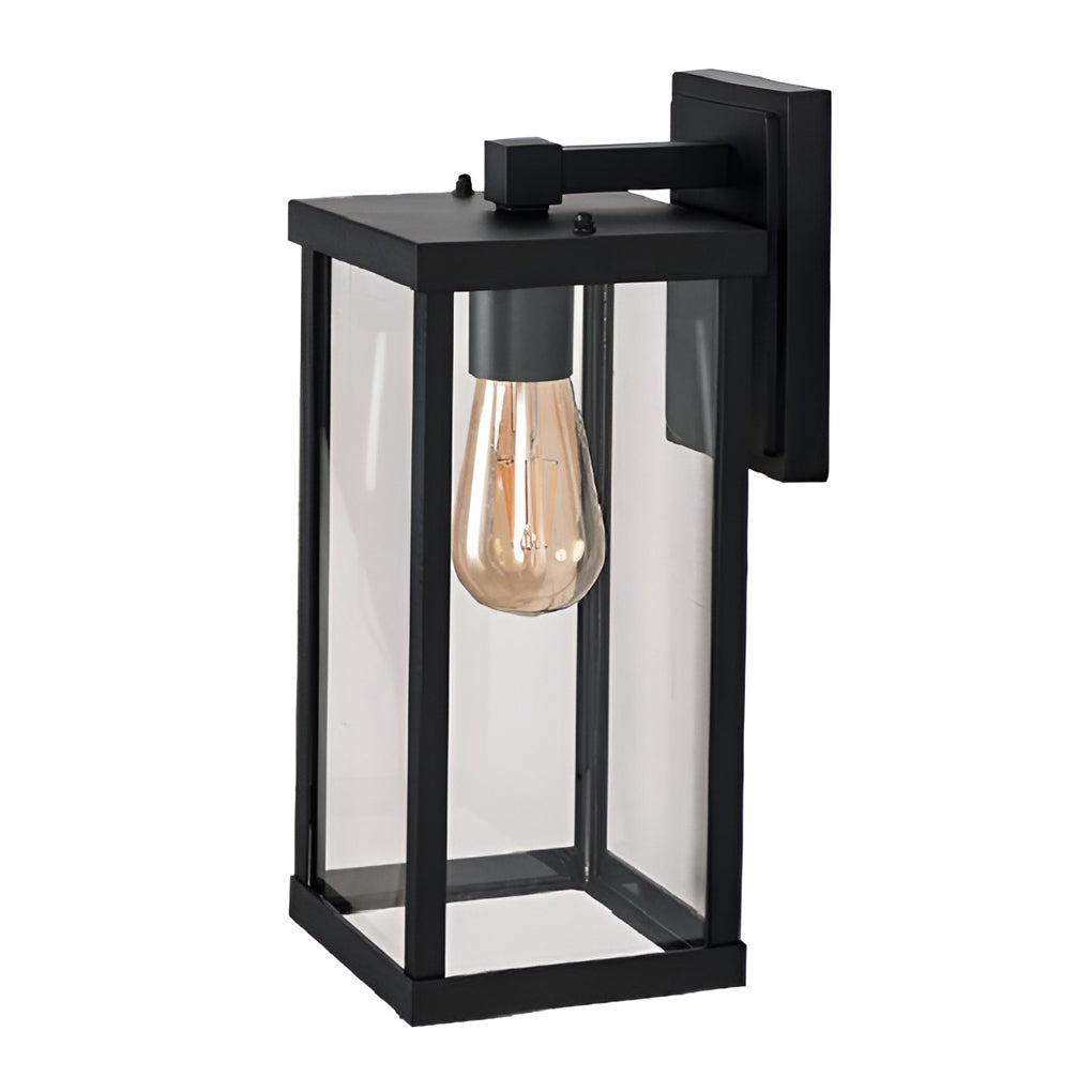 Rectangular Glass Outdoor Wall Lamp - Modern Black Waterproof