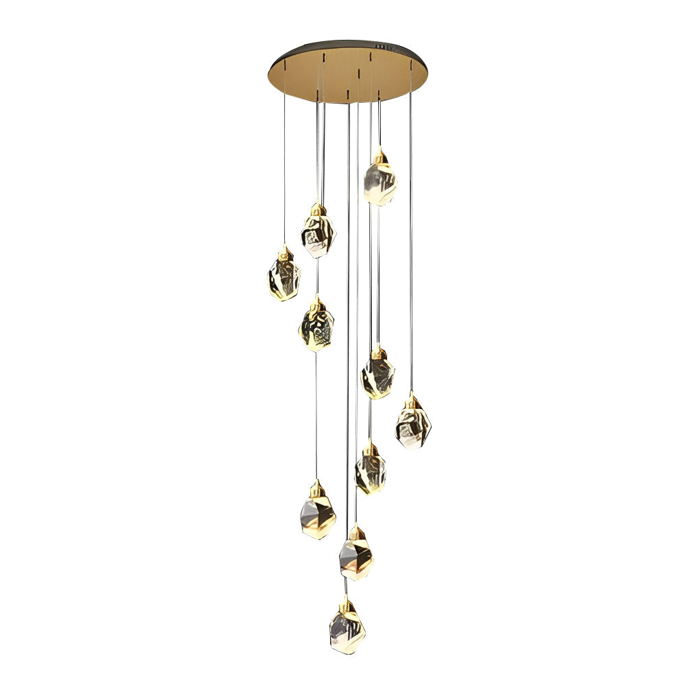 Spiral Crystal Staircase Chandelier Modern Electroplated Gold