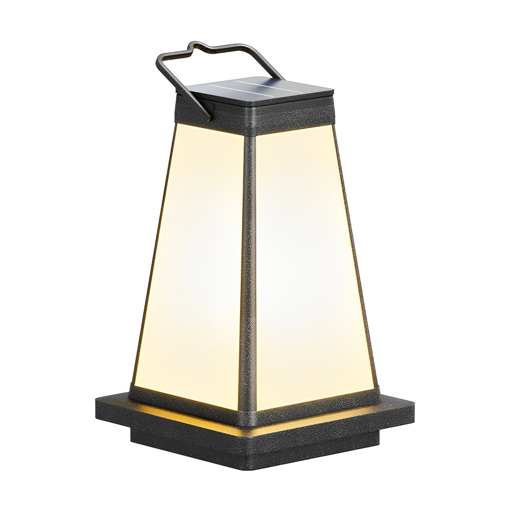 Modern Square Solar LED Outdoor Lantern with Handle - Waterproof