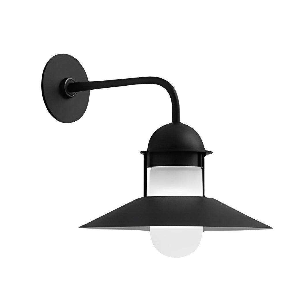 Modern Round Glass Outdoor Wall Light - Black Iron Waterproof