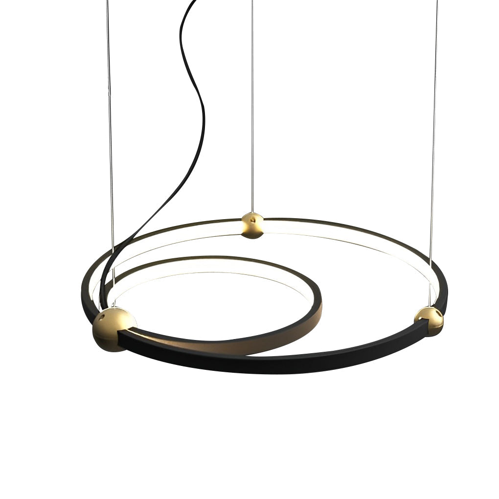 Modern Circular Black Iron Pendant Light - Multi-Ring LED Chandelier