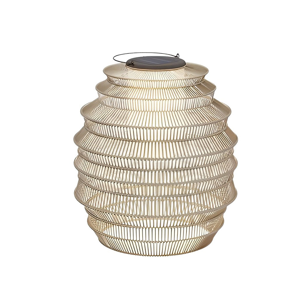 Handwoven Rattan Solar Outdoor Lantern with LED Light