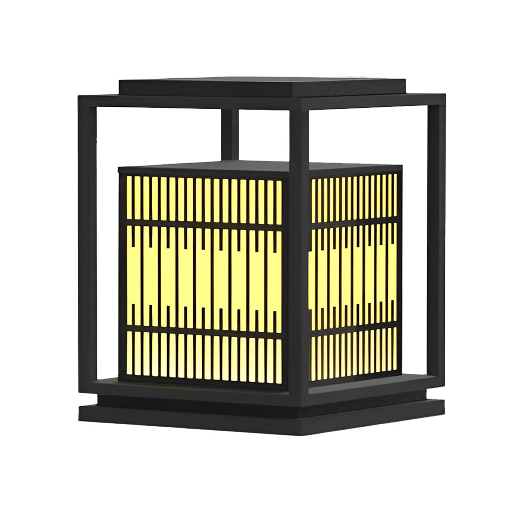Square Industrial LED Outdoor Post Light - Waterproof Black Metal