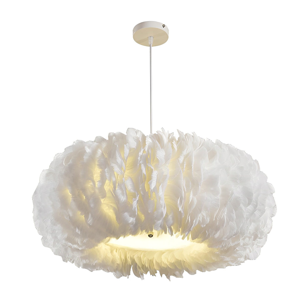 Modern Feather Pendant Light with Acrylic Shade White